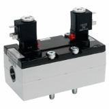 Series 581, size 4, 5/3-directional valve, with coil, pressurized center